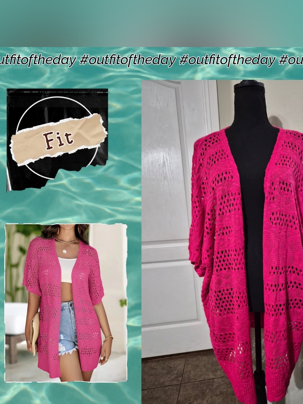 zeagoo Hot Pink Open Knit Cardigan